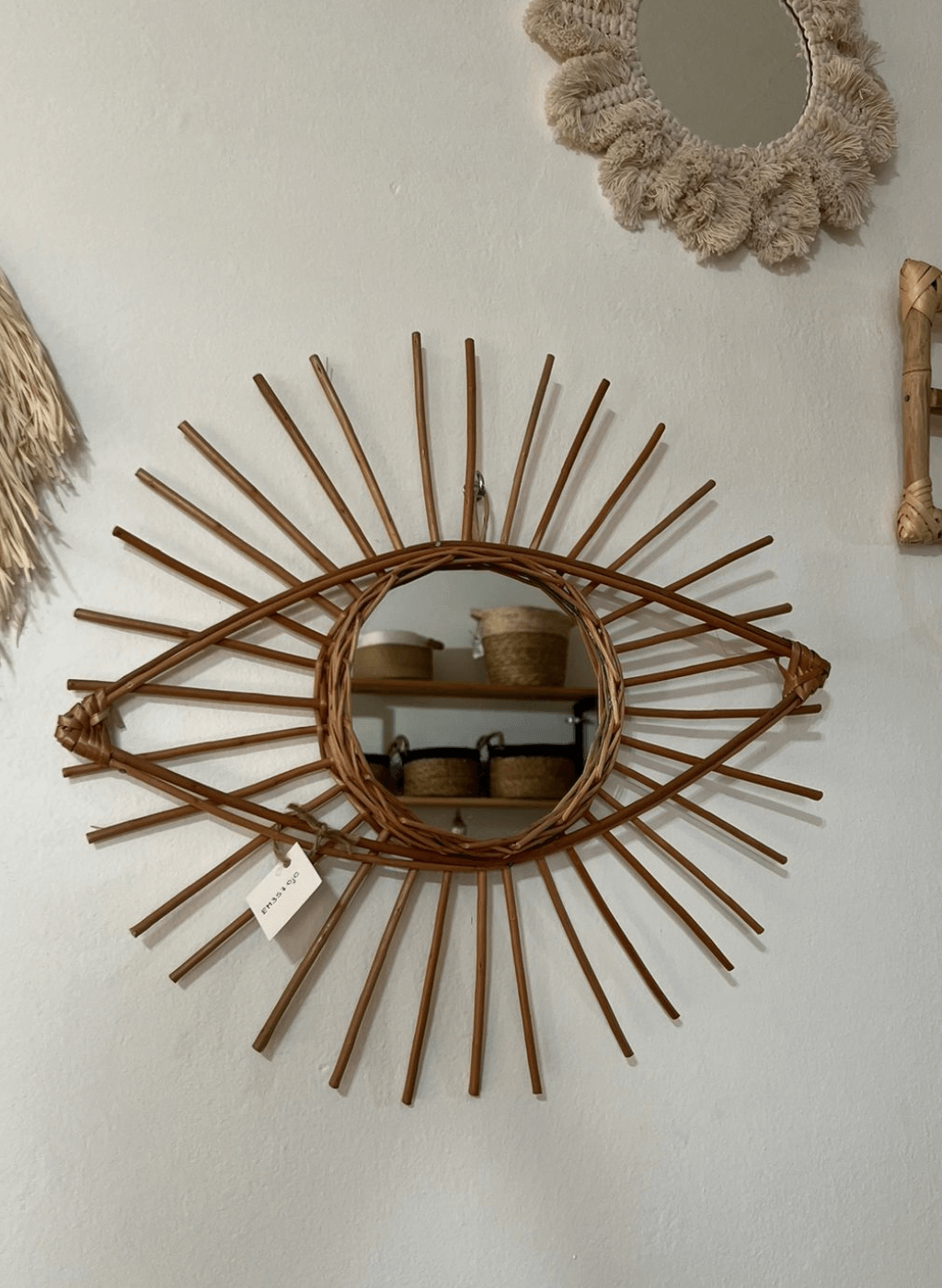 Espejo de mimbre Ojo chico