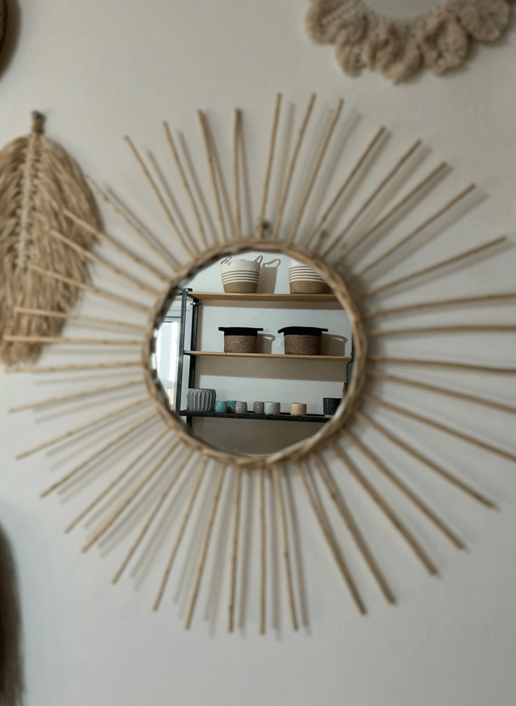Espejo marco de mimbre Sol grande