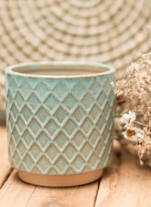 Maceta de cerámica Rombos verde