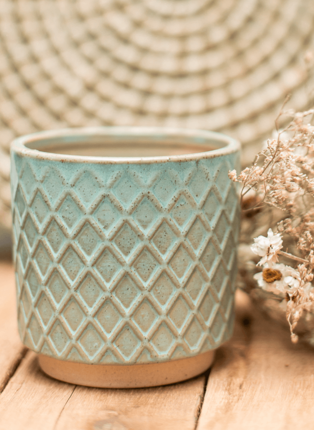 Maceta de cerámica Rombos verde