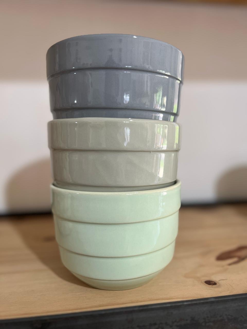 Maceta de cerámica Bowl rayado - Image 5