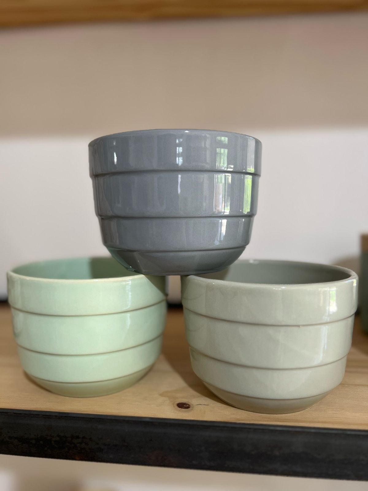 Maceta de cerámica Bowl rayado - Image 3