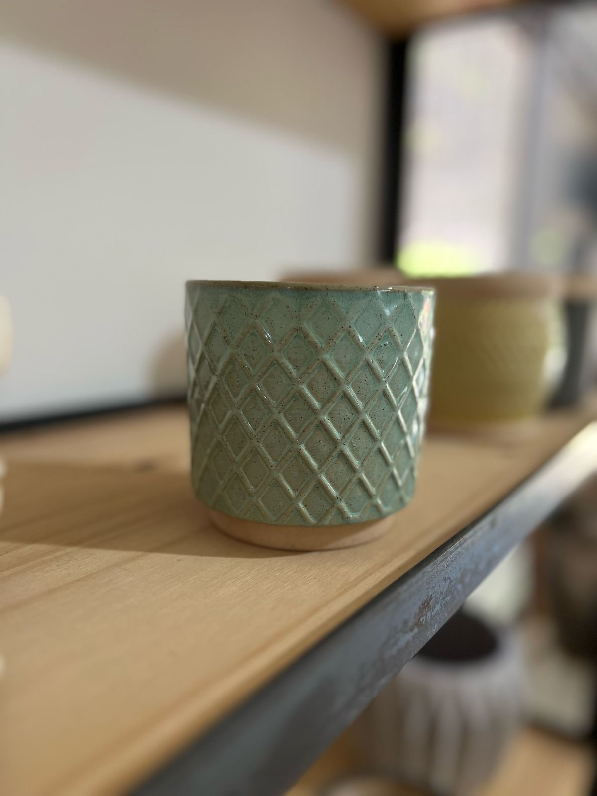 Maceta de cerámica Rombos verde - Image 4