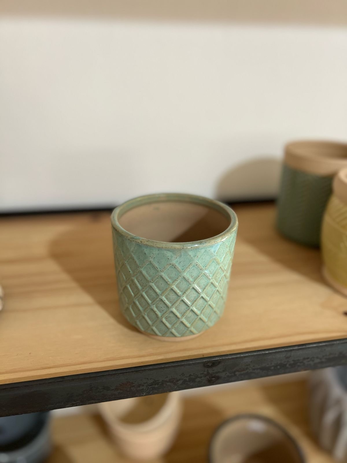 Maceta de cerámica Rombos verde - Image 2