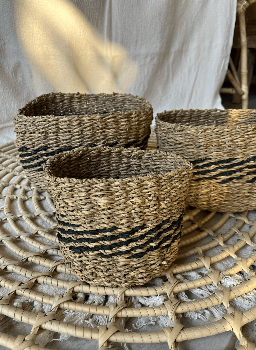 Set x3 cestos redondos con guarda en el centro