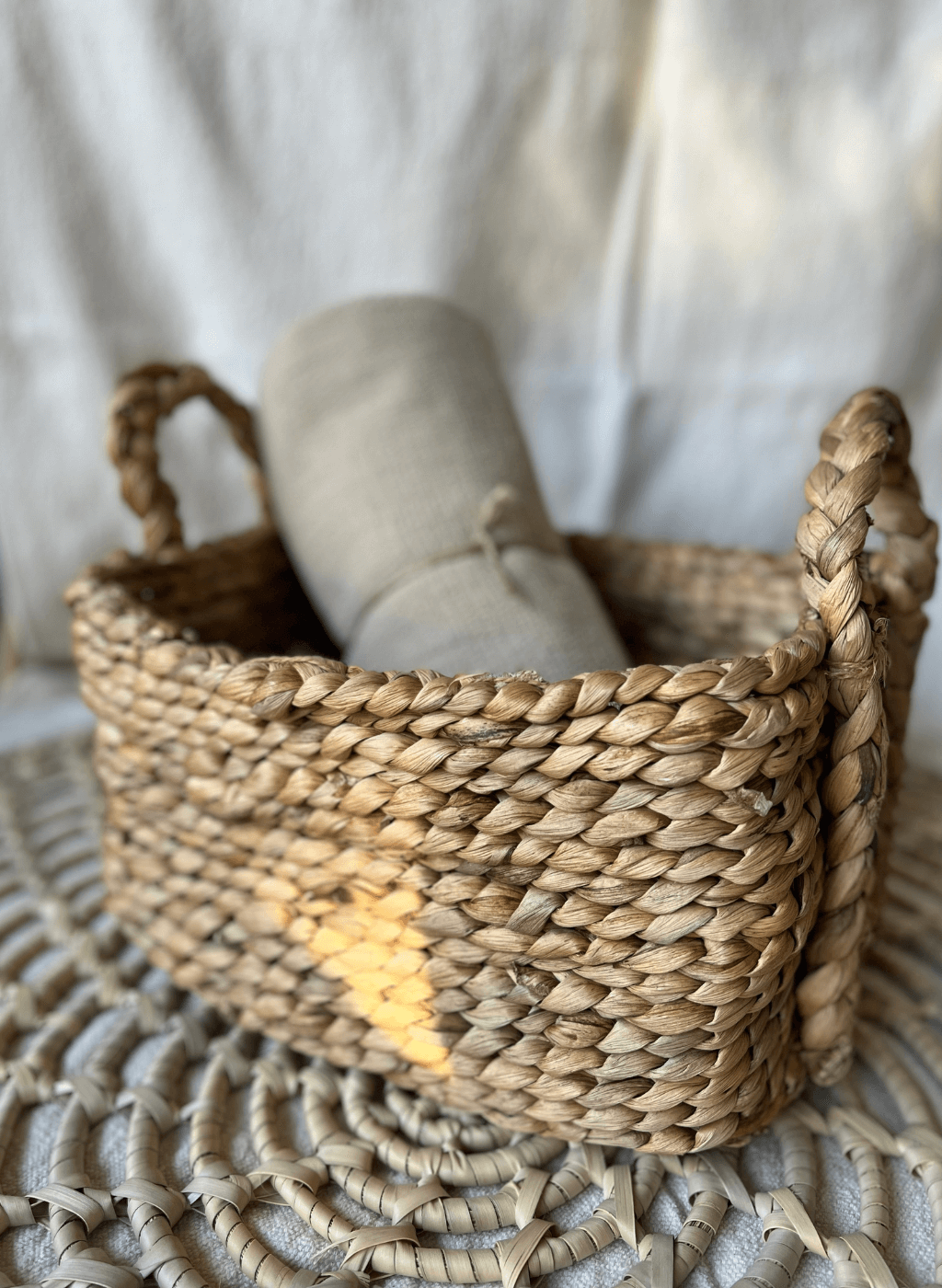 Cesto rectangular trenzado